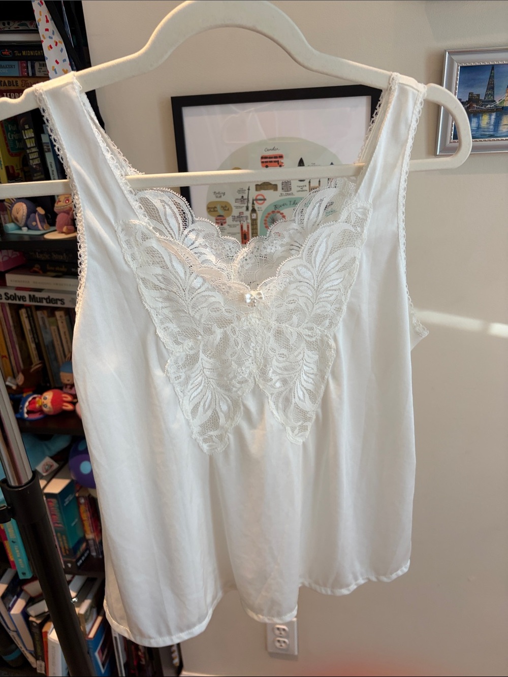 Women's Lace-Trim Satin Camisole - White